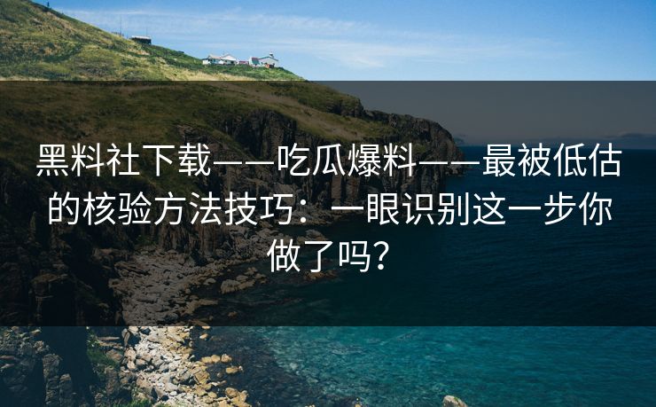 黑料社下载——吃瓜爆料——最被低估的核验方法技巧：一眼识别这一步你做了吗？