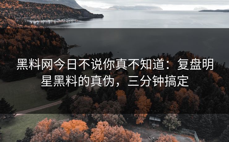 黑料网今日不说你真不知道：复盘明星黑料的真伪，三分钟搞定