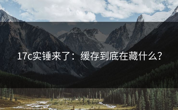 17c实锤来了:缓存到底在藏什么? 17c实锤来了:缓存到底在藏什么?